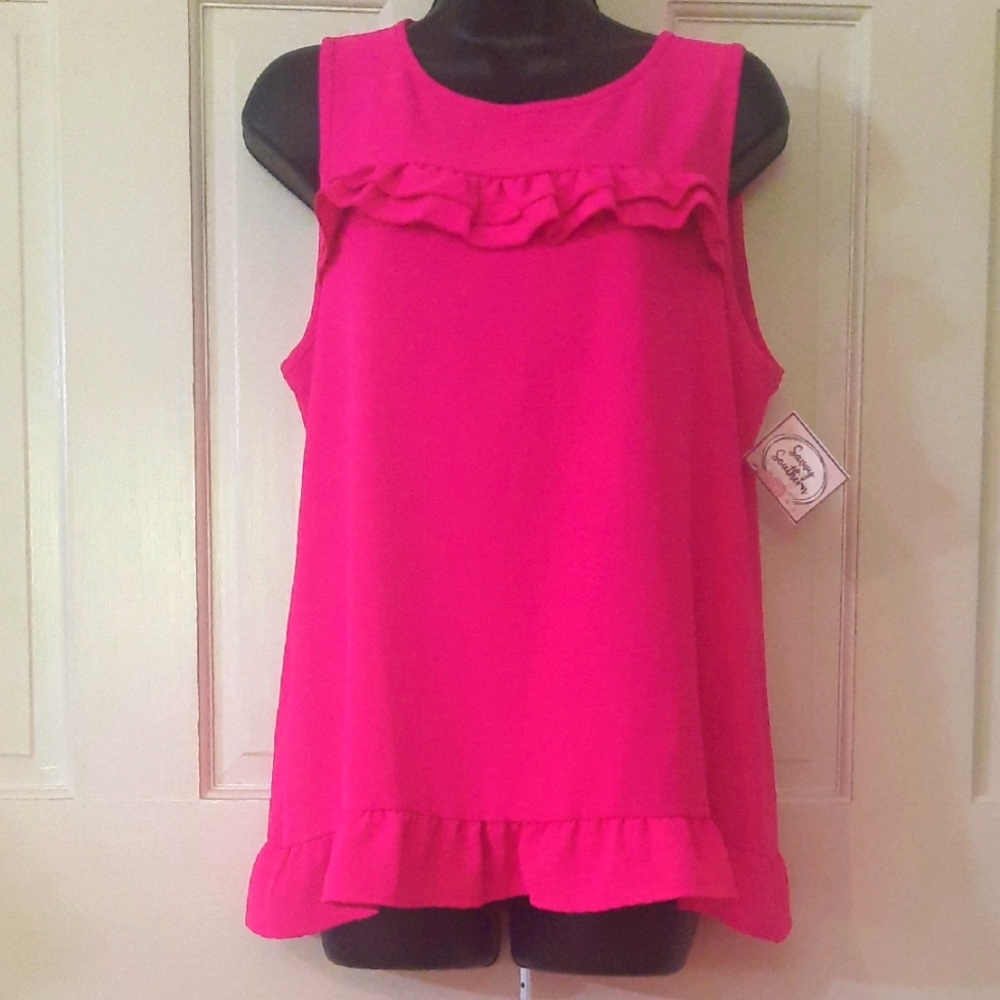 Pink Ruffled Sleeveless Top - Woman's Size M - Brand: MTS